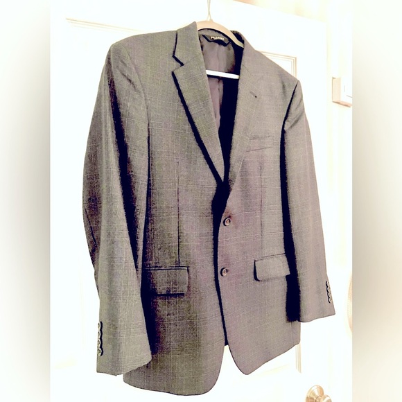 Jos A Bank Wool plaid suit jacket. Sz 40 regular. Blue/Grey. - Picture 1 of 11